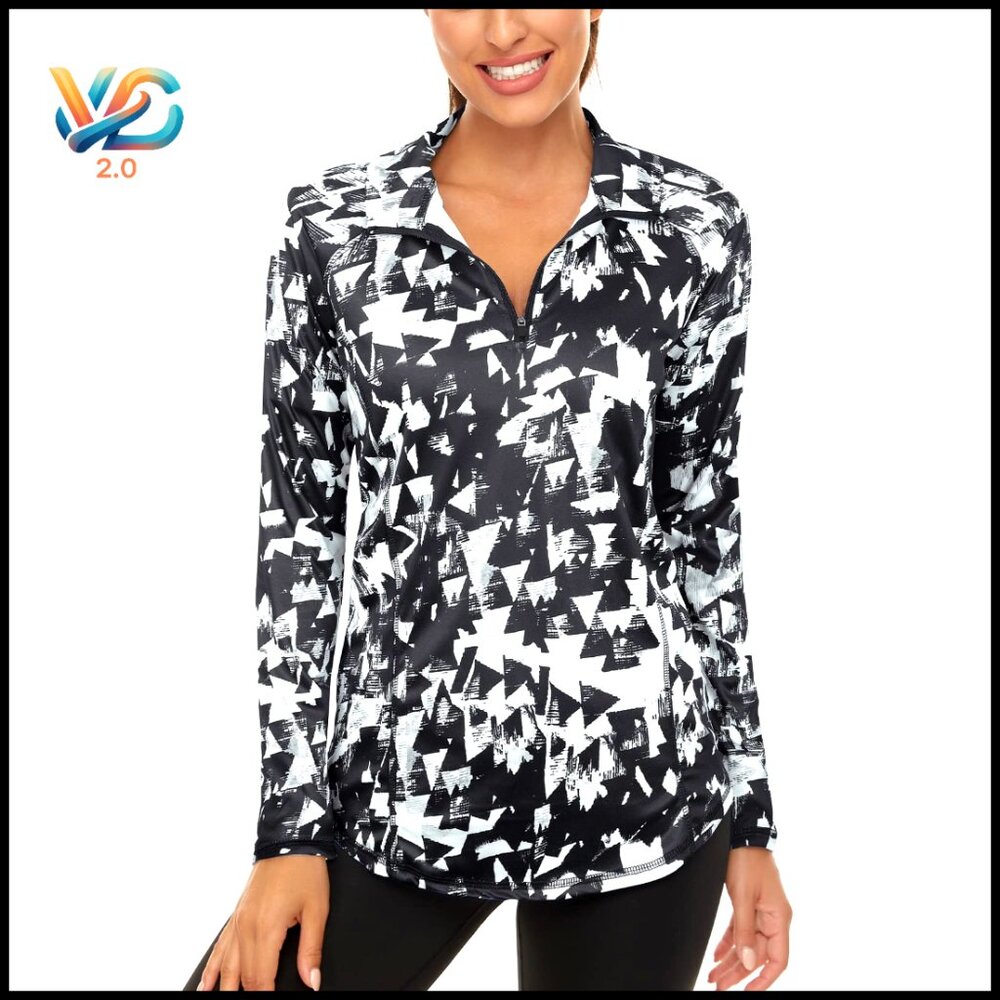 Long Sleeve Quarter Zip Pullover Athletic Workout Top Modern Fitted Raglan